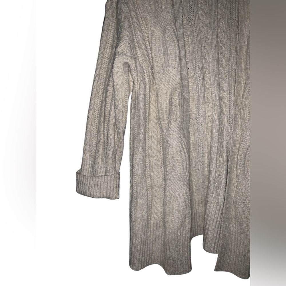 Express Tan Open Front Cozy‎ Cardigan With Cuffed Sleeves Size Medium - Picture 3 of 4